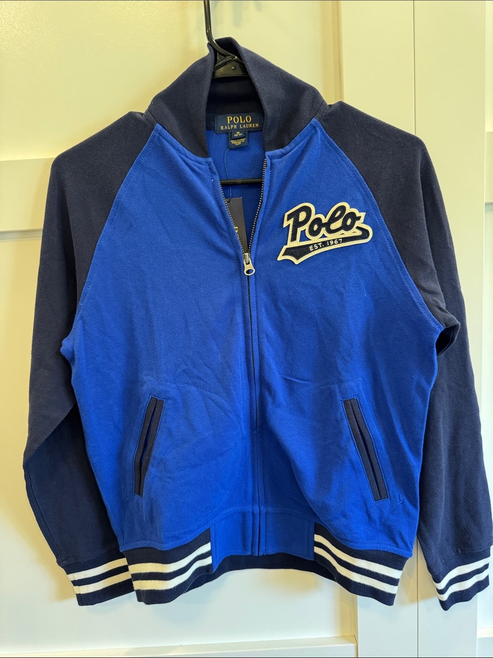 Polo by Ralph Lauren Blue and Navy Full-Zip Raglan Jacket